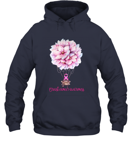 Flowers Hot Air Balloon Breast Cancer Awareness Hoodies - Giftstshirt