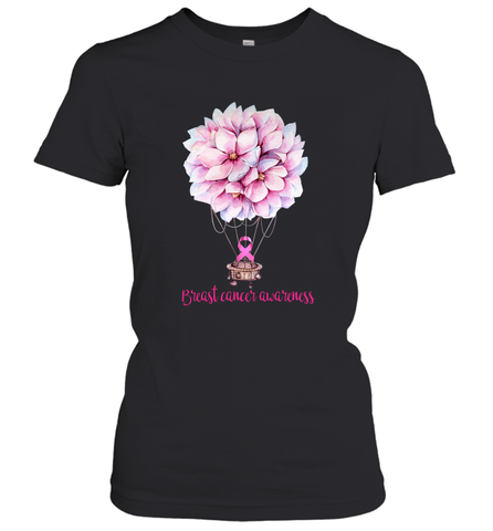 Flowers Hot Air Balloon Breast Cancer Awareness Short Sleeve - Giftstshirt