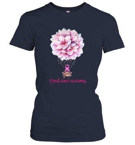 Flowers Hot Air Balloon Breast Cancer Awareness Short Sleeve - Giftstshirt